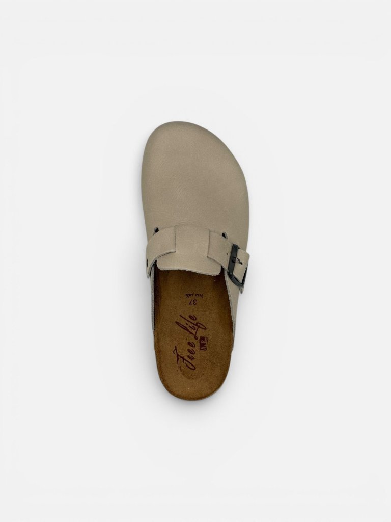 Saboți Dama din Piele Naturală Clog Închis cu Cataramă – Rustic Corda